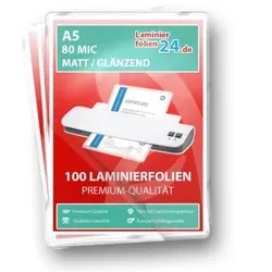Laminierfolien A5, 2 x 80 Mic, matt / glänzend