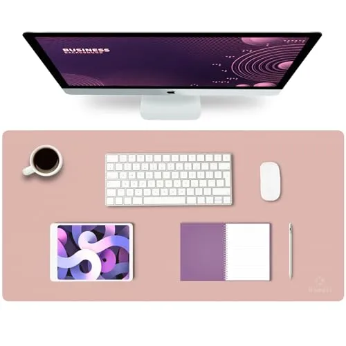 K KNODEL Leder Schreibtischunterlage, Tischunterlage, 43 x 90cm, Rosa | Schreibtischunterlage, Tischunterlage, Tastatur Matte, Mauspad, Mousepad, schreibtisch matte für Computer, Laptop