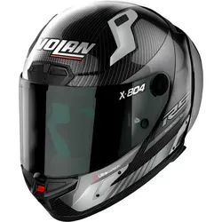 Nolan X-804 RS Ultra Carbon Hot Lap Helm, schwarz-grau, Größe L - Motorradhelm mit RAS Spoiler für optimale Aerodynamik und Notfall-Wangenpolster NERS für maximale Sicherheit.