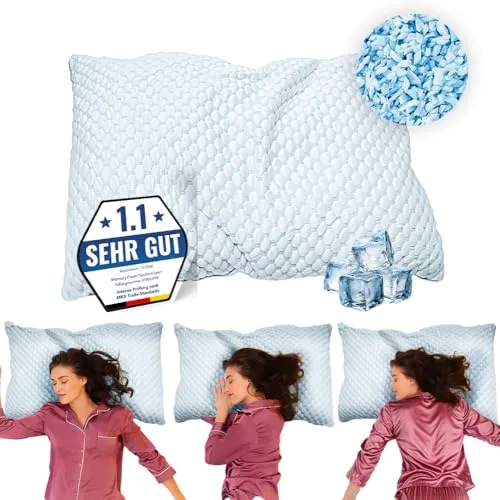 MKS Ergonomisches Memory Foam Kissen 50x70 – Gel Kopfkissen für Seitenschläfer und Rückenschläfer – Atmungsaktives Schlafkissen mit abnehmbarem Bezug – Nackenkissen für Erwachsene