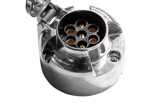 Kamar 7 polige Anhaengersteckdose Metallgehaeuse 12 V universal Fuer Anhaengerkupplung Fuer sichere Verbindung der Anhaenger Elektrik damit alle Lichter funktionieren im Trailer