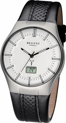 Regent Herren Analog-Digital Quarz Uhr mit Leder Armband 11030140 - Elegante Armbanduhr für Herren mit analog-digitaler Anzeige, robustem Lederarmband und wasserdicht bis 3 bar - ideal für den täglichen Gebrauch.