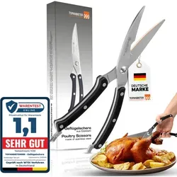 Topanbieter999 Universalschere für Küche und Grill - Hochwertige Küchenschere aus rostfreiem Edelstahl, ideal für Geflügel, Kräuter und mehr. Ergonomische Griffe mit Sicherheitsverschluss sorgen für Komfort und Kontrolle beim Schneiden.
