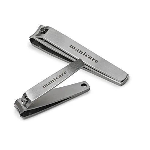 Manicare Nagelknipser, Edelstahl, klein und mittelgroß, präzises Kürzen von Zehen-/Fingernägeln, professionelle Klinge, robust, perfekt für Maniküre und Pediküre, 2 Stück