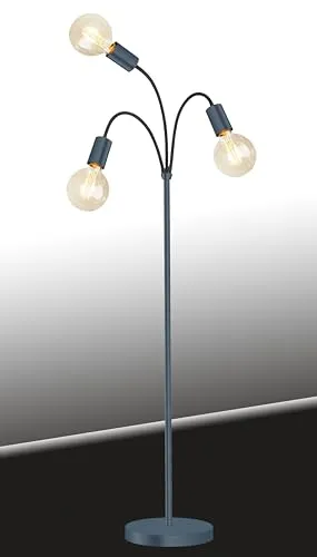 Trango 3-flg 1531A-SD Stehlampe *EARTH* in Schwarz matt inkl. 3x 4W 3-Stufen dimmbar E27 LED Leuchtmittel 2500K Gold-warmweiß ca. H1550mm 3 Lampenarmen schwenkbar Stehleuchte, Bürolampe, Standlampe