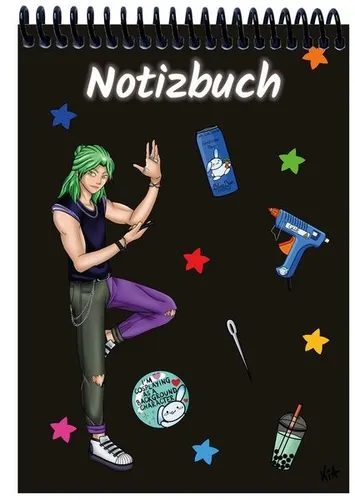 A 5 Notizblock Manga Quinn, schwarz, blanko Spiralbindung, Notizblock, Tagebu...