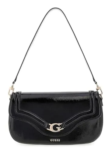 GUESS Schultertasche Dea Flap Shoulder Bag Schwarz - Stylische GUESS Schultertasche im kompakten Design (28 x 16,5 x 5 cm) mit cleverer Aufteilung und vielseitigen Trageoptionen. Hochwertige Details und zusätzliche Fächer sorgen für Ordnung und Eleganz im Alltag.