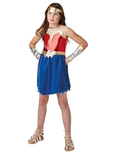 Rubie's 640815L DCs Gerechtigkeitsliga, Wonder-Woman-Kostüm für Kinder, Blau-rot Halloween