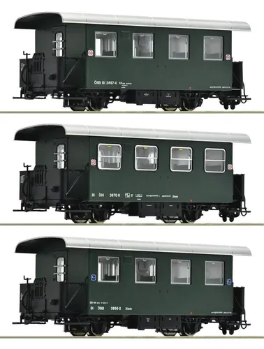 Roco H0e 6240001 Spantenwagen-Set der ÖBB - Personenwagen im Spur H0e Format, ideal für Modellbahner und Sammler, detailgetreue Nachbildung aus den Epochen IV-V
