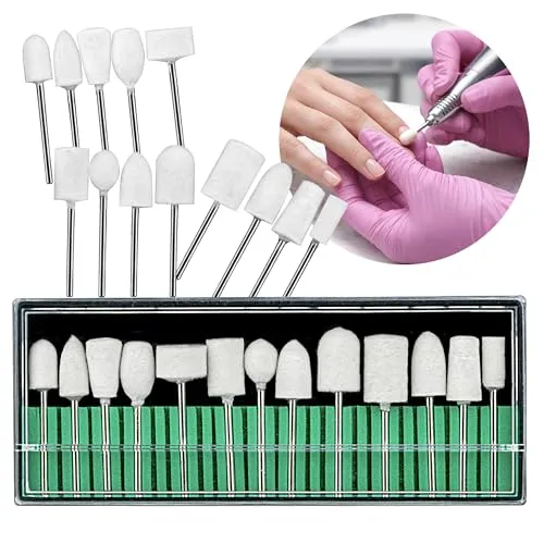 PROFICO 12 Teilig Filzpolierer Set Ersatzaufsätze | Schleifkörperset für Maniküre Pediküre Nagelpflege | Nagelschleifer Bits Kit
