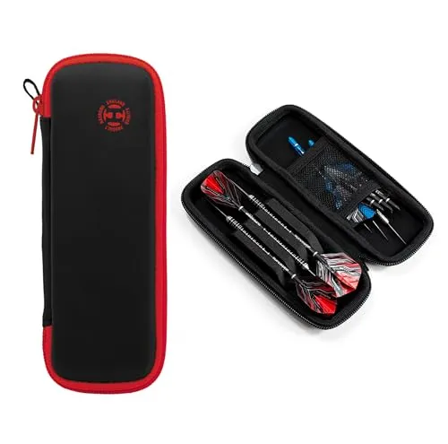 Harrows Darttasche Blaze 3 | Dartkoffer Darthalter I Dartkoffer für 3 Dartpfeile | Professionelles Dart-Zubehör (Schwarz Rot)