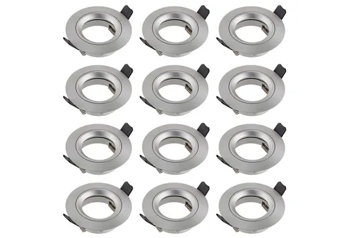 SEBSON Einbaurahmen Alu GU10 Fassung - 12er Set - Elegante Einbaurahmen aus gebürstetem Aluminium, ideal für moderne Decken. Einfache Montage ohne Sprengring, perfekt für stilvolle Beleuchtung.