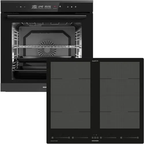 Oranier Einbau-Backofen Set Pyrolyse EBP820 autark - 14 Funktionen - 60 cm Flächen-Induktion FLI660-4 Zonen Kochfeld & Multi-Slider-Steuerung