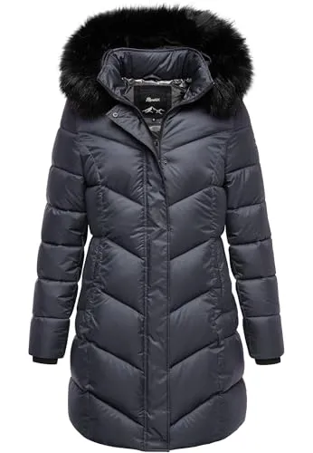 REPUBLIX Damen Gefütterte Winterjacke RJ-8020 in Navyblau XXL - Moderne Damen Winterjacke von REPUBLIX – elegantes Design mit Steppoptik, Kunstfellkragen und praktischen Details für optimalen Komfort. Hochwertige Verarbeitung aus 100% Polyester, pflegeleicht und langlebig. Erhältlich in 4 Farben.