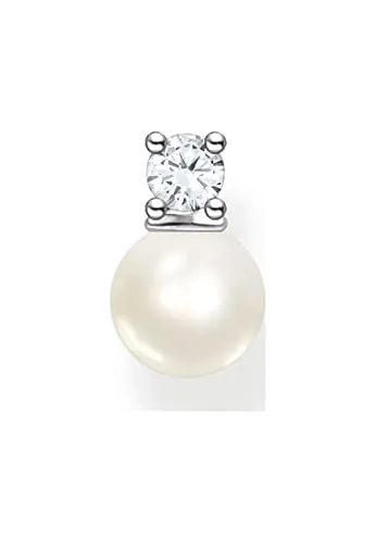 THOMAS SABO Damen Einzel Ohrstecker Perle mit weißem Stein in silber von THOMAS SABO