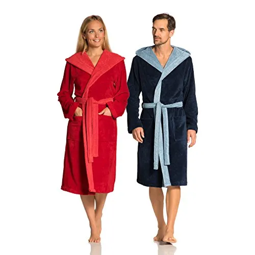 Vossen Unisex Bademantel Poppy, Blau (winternight) - Bademäntel für Damen, angenehmer Unisex Doubleface-Mantel aus 45% PES, 35% Viskose (Bambus) und 20% Baumwolle für ultimativen Komfort.