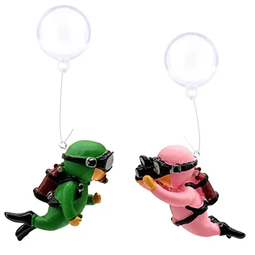 NCOALE Aquarium Deko, 2 Stück Schwimmende Taucher Aquarium Dekoration Harz Aquarium Zubehoer Landschaftszubehör, für Aquarien Zuhause Büro (Grün, Rosa)