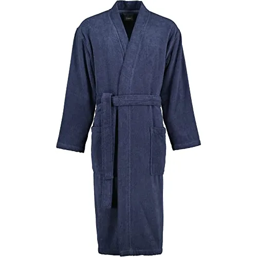 Cawö Home Herren Bademantel Kimono Uni 828 blau