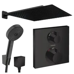 Hansgrohe Ecostat Square + Jowi Pulsify Unterputz-Duscharmatur, Mattschwarz