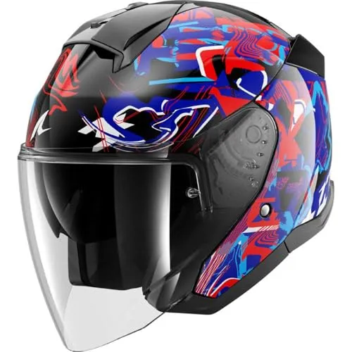 SHARK Jet Motorradhelm SKWAL JET PRANZ Black Blue Red KBR, XXL
