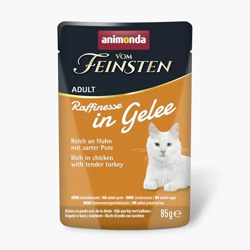 animonda Vom Feinsten Adult Raffinesse Katzenfutter in Gelee mit Huhn und Pute (24 x 85 g), Nassfutter mit Taurin und Vitamin D3, ohne Zusatz von Soja, Zucker und Konservierungsstoffen