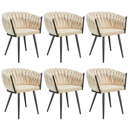 tectake® Set Esszimmerstuhl mit Samtbezug in beige von tectake