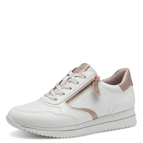 Jana Damen 8-23774-43 Sneaker, White Rosegold, 38 EU - Damen-Sneaker mit herausnehmbarer Einlegesohle für individuellen Komfort und optimale Passform, ideal für breite Füße – vegan und stylish für den perfekten Freizeit-Look.