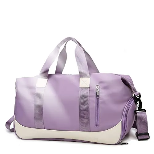 Keyck Sporttasche Damen Herren Reisetasche mit Schuhfach und Nassfach Groß 40L, Faltbar Wasserdicht ​Fitnesstasche Leicht Handgepäck Weekender Travel Bag, Tasche für Sport Gym Fitness, Violett