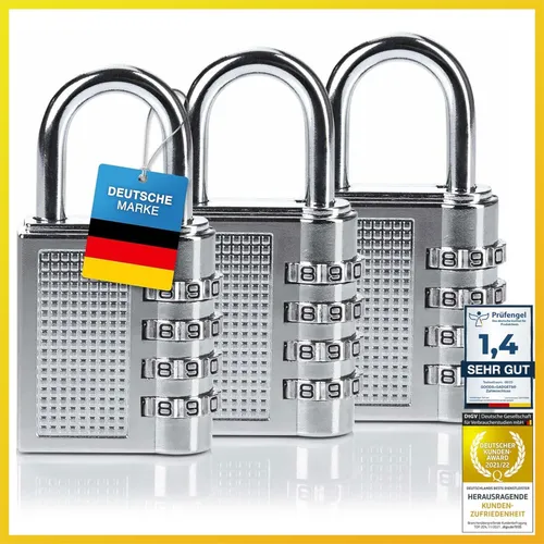 Vorhängeschloss Zahlenschloss Bügelschloss Reiseschloss Spind Koffer Gepäck 50mm