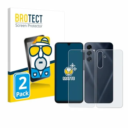 BROTECT Entspiegelungs-Schutzfolie für Samsung Galaxy A16 4G (Display+Rückseite) (2 Stück) Matte Displayschutz-Folie, Anti-Reflex, Anti-Fingerprint