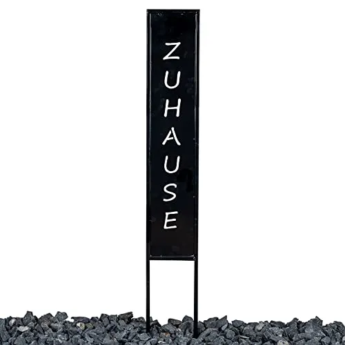 Levandeo® Gartenstecker 'Zuhause' 83cm Schwarz Metall - Dekostecker aus robustem Metall mit dem Schriftzug 'Zuhause' – ideal für eine persönliche Note im Garten oder auf der Terrasse.