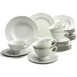 Creatable Kombiservice Maria Theresia, 30-teiliges Set - Elegantes 30-teiliges Geschirrset aus weißer Keramik, ideal für stilvolle Dinnerpartys und festliche Anlässe.