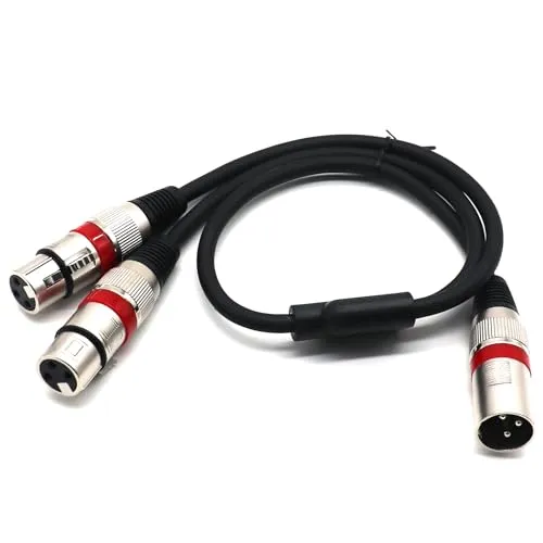 SiYear XLR Y-Splitter Kabel - XLR Männlich auf Dual Weiblich 3 Pin Patch Y Kabel Balanced Mikrofon Splitter Cord Audio Adapter (50CM)