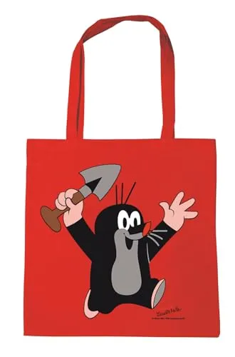 Logoshirt® Der kleine Maulwurf I Juhu I Baumwolltasche I rot I Lizenziertes Originaldesign