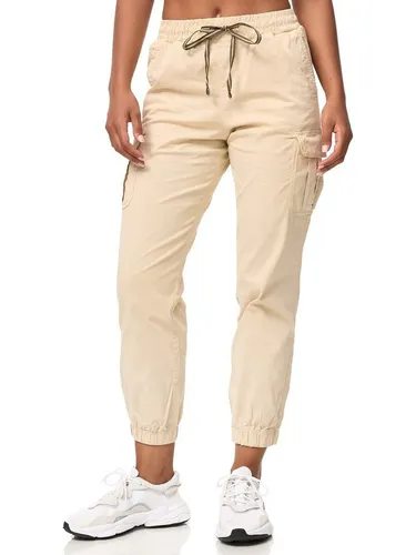 Tazzio Cargo Hose Damen F600 - Beige Regular Fit - Wanderhosen aus hochwertiger Baumwollmischung mit Regular Fit und Elasthananteil für optimale Bewegungsfreiheit. Ideal für sportliche Aktivitäten und den ganzjährigen Einsatz.