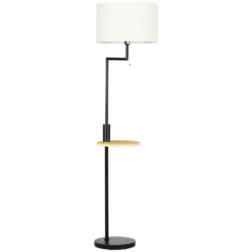 HOMCOM Stehlampe mit Ablage und USB-Anschluss, Weiß - Moderne Stehleuchte mit praktischem USB-Anschluss, ideal für Wohnräume. Höhe 168 cm, stilvolles Design in Weiß und Holzoptik.