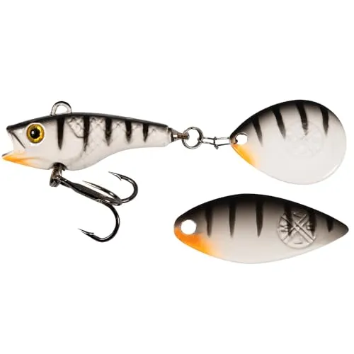 LMAB Good Vibe Jigspinner, mit Wechsel Blade, Jig Spinner zum Angeln, Barsch & Hecht Spinjig (21 g, White Tiger)