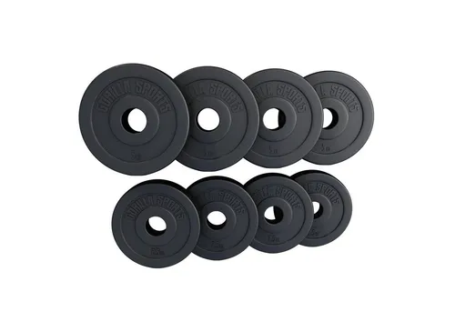 GORILLA SPORTS Hantelscheiben Olympia, 1,25kg - 30kg Gewichte, Einzeln / Set, Ø 50mm, aus Kunststoff, - Gewichtsscheiben, Hantelscheiben-Set, Olympiascheiben, Schwarz