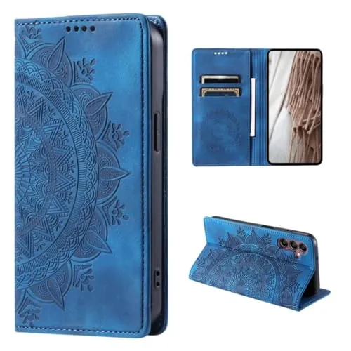 CoverKingz Handyhülle für Samsung Galaxy A55 5G - Handytasche mit Kartenfach Klapphülle Cover - Handy Hülle klappbar Motiv Mandala Blau