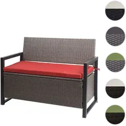 Poly-Rattan 2er Sitzbank HWC-F39 mit Staufach - Gartenbank mit 150 Liter Staufach und wasserabweisendem Bezug, ideal für Terrasse und Balkon. Genießen Sie hohen Sitzkomfort und pflegeleichtes Material!