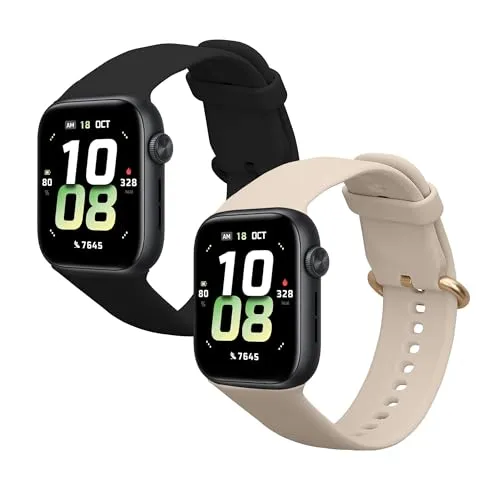 kwmobile 2x Uhrenarmband für HONOR Watch 5 (STL-L19) Armband - Fitnesstracker Band Set aus TPU Silikon - Ersatzarmband Smartwatch - Schwarz Beige
