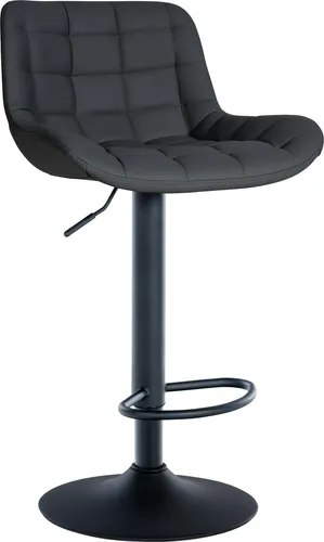 DELUKE Barhocker CARAM Kunstleder Schwarz – Höhenverstellbar und Drehbar