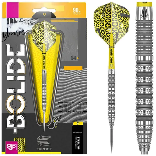 Target Darts Bolide 01 90% Wolfram Steeldarts-Set (21Gr) - Steel-Dartpfeile mit 90% Wolfram, professionell gefertigt für präzisen Wurf - Swiss Point Technologie für schnellen Wechsel der Spitzen und verbesserter Grip durch handgestrahlte Beschichtung.
