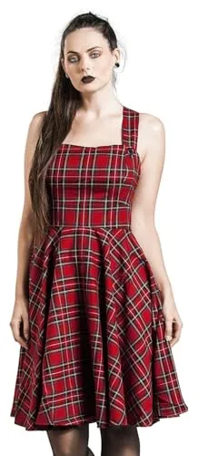 Hell Bunny Irvine Pinafore Dress Frauen Mittellanges Kleid rot S
