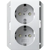 Doppeldose Schutzkontakt Steckdose einfach matt weiß, Retail