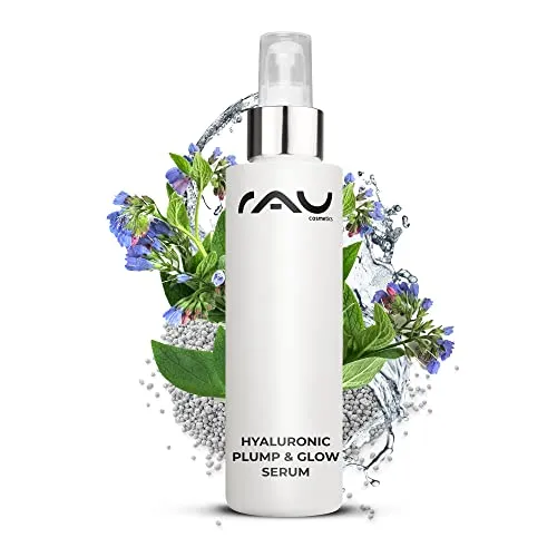 RAU Cosmetics Hyaluronic Plump & Glow Serum 100 ml - Tagespflege für reife und trockene Haut, mit hochkonzentrierter Hyaluronsäure für intensive Feuchtigkeit und sichtbar weniger Falten. Erleben Sie strahlend schöne Haut mit einem natürlichen Glow!