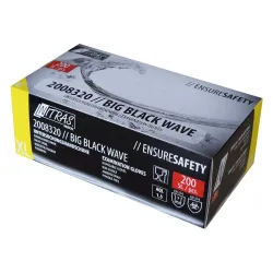 MCD Medical Care Dental GmbH NITRAS BIG BLACK WAVE Nitril Einmalhandschuhe, schwarz, Puderfreie und unsterile Nitrilhandschuhe mit Rollrand, 1 Packung = 200 Stück, Größe S 2008320-S