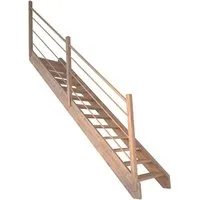 StarWood Treppe Mykonos Eiche Gerade mit Holz-Design-Geländer Links - Elegante gerade Holztreppe aus zertifiziertem Eichenleimholz. Mit offenem Stufenaufbau und stabilem Holz-Design-Geländer auf der linken Seite für modernes Wohnen. Individuell anpassbar und einfach zu montieren.