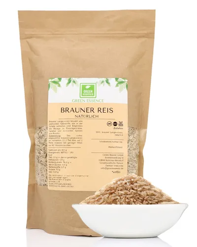 Brauner Reis Vollkorn 1kg - Naturreis Vollkornreis reich an Ballaststoffen