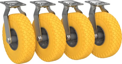 Lenkrolle mit PolyurethanRad Ø 260 mm - Pannensicher und wartungsfrei - Transportroller mit hochwertigen Polyurethanrädern, die absolut pannensicher und wartungsfrei sind. Ideal für Transportkarren und Industrieanwendungen, mit einer Tragkraft von 130 kg.
